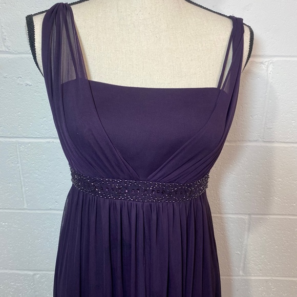Jessica Howard Violet Plum Purple Empire Waist Beaded Dress - Picture 1 of 10